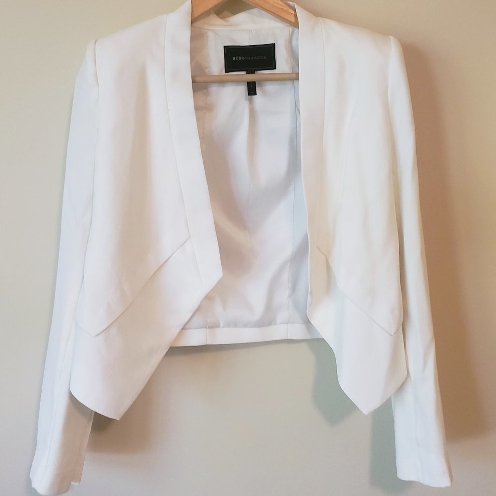 BCBG Max Azria Cropped White Blazer